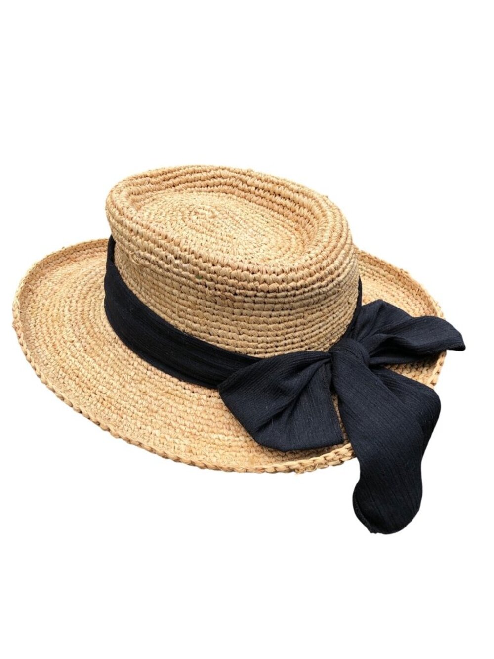 Scala Straw Boater Hat Black Bow Lightweight Summer Hats Beach Golf Gardening Br